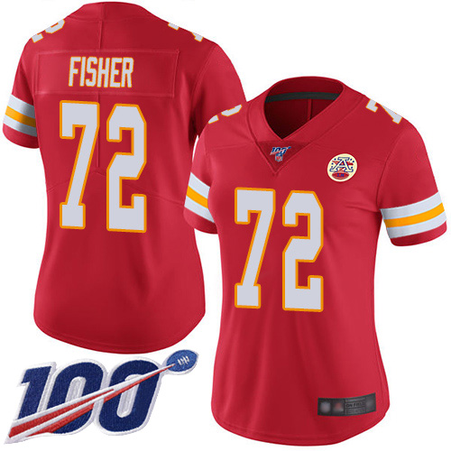 Women Kansas City Chiefs #72 Fisher Eric Red Team Color Vapor Untouchable Limited Player 100th Season Football Nike NFL Jersey->kansas city chiefs->NFL Jersey